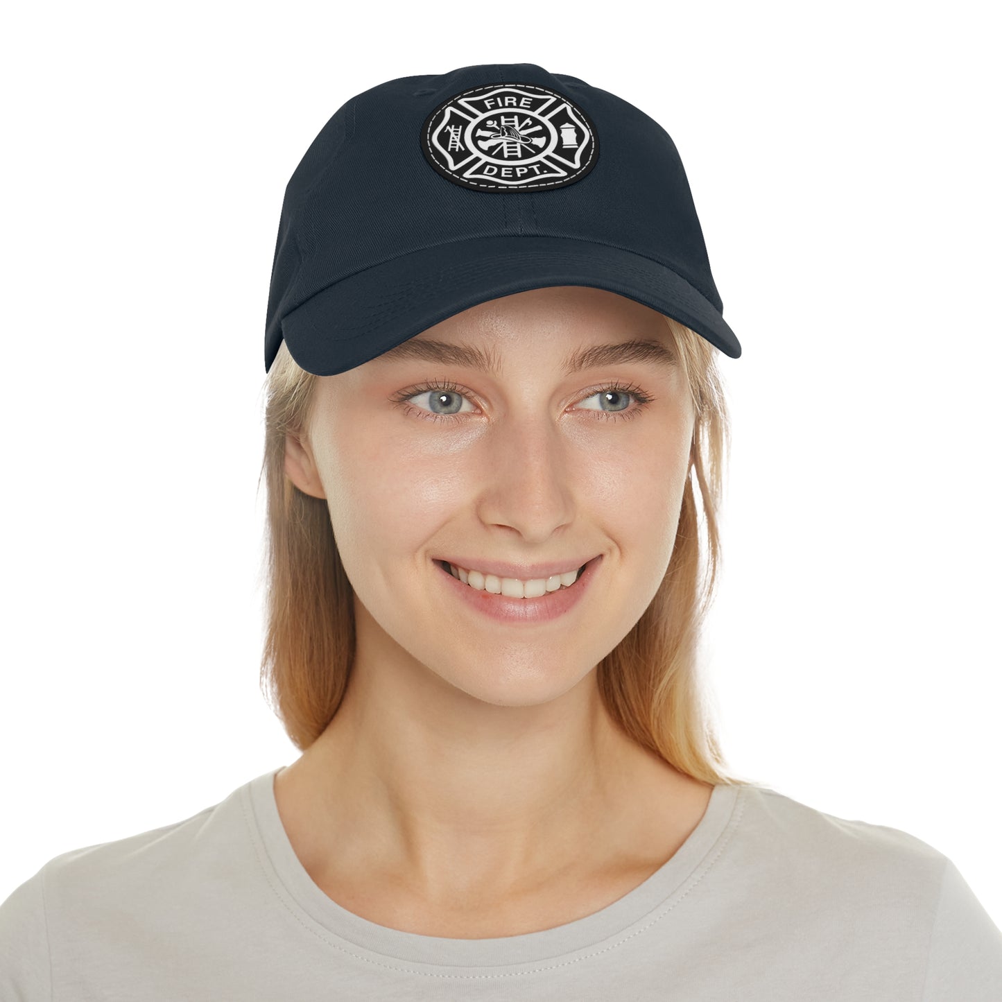 FIre Dept Hat with Leather Patch (Round)