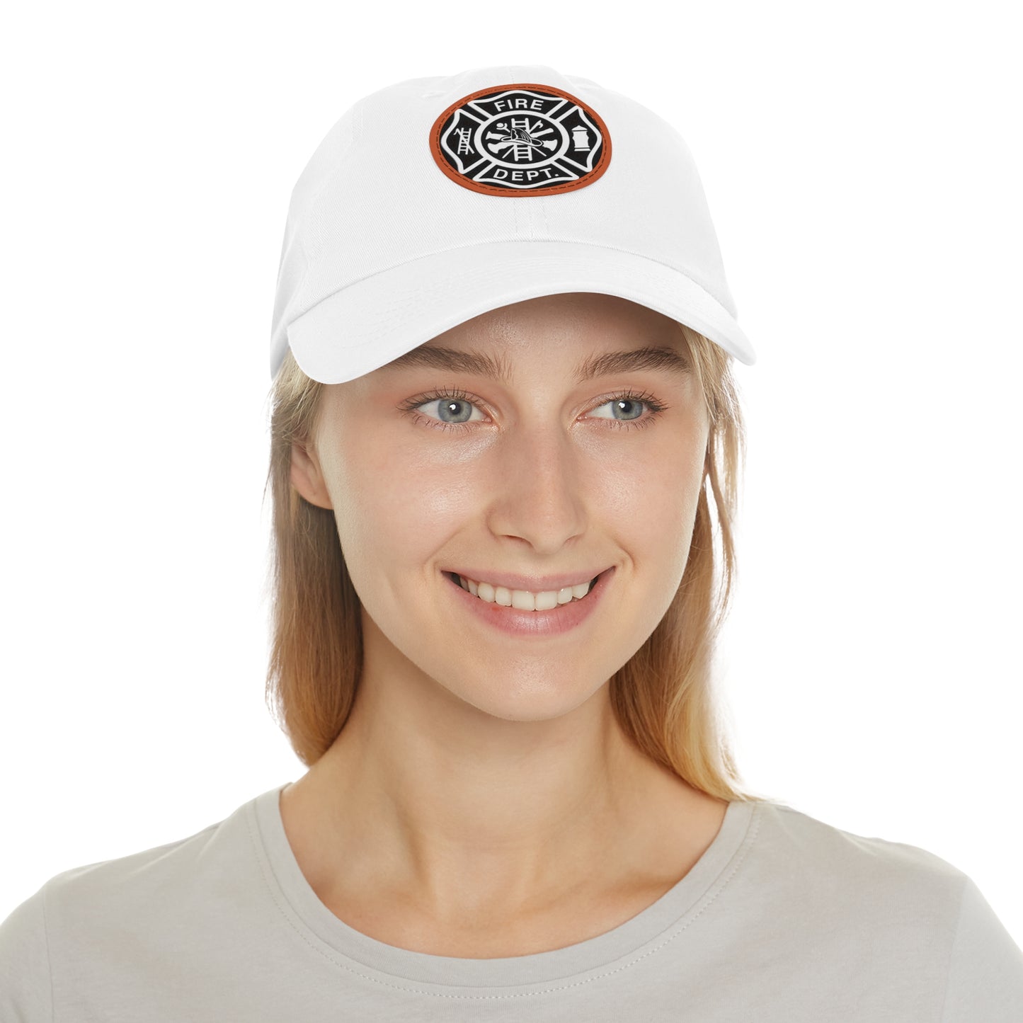 FIre Dept Hat with Leather Patch (Round)