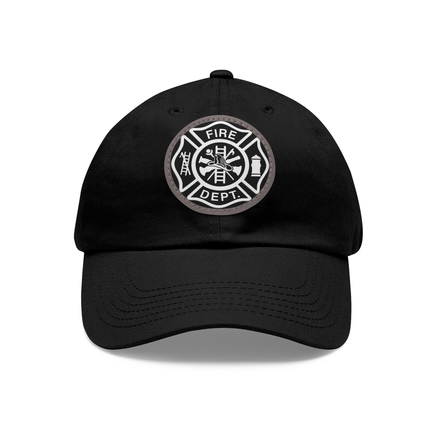 FIre Dept Hat with Leather Patch (Round)