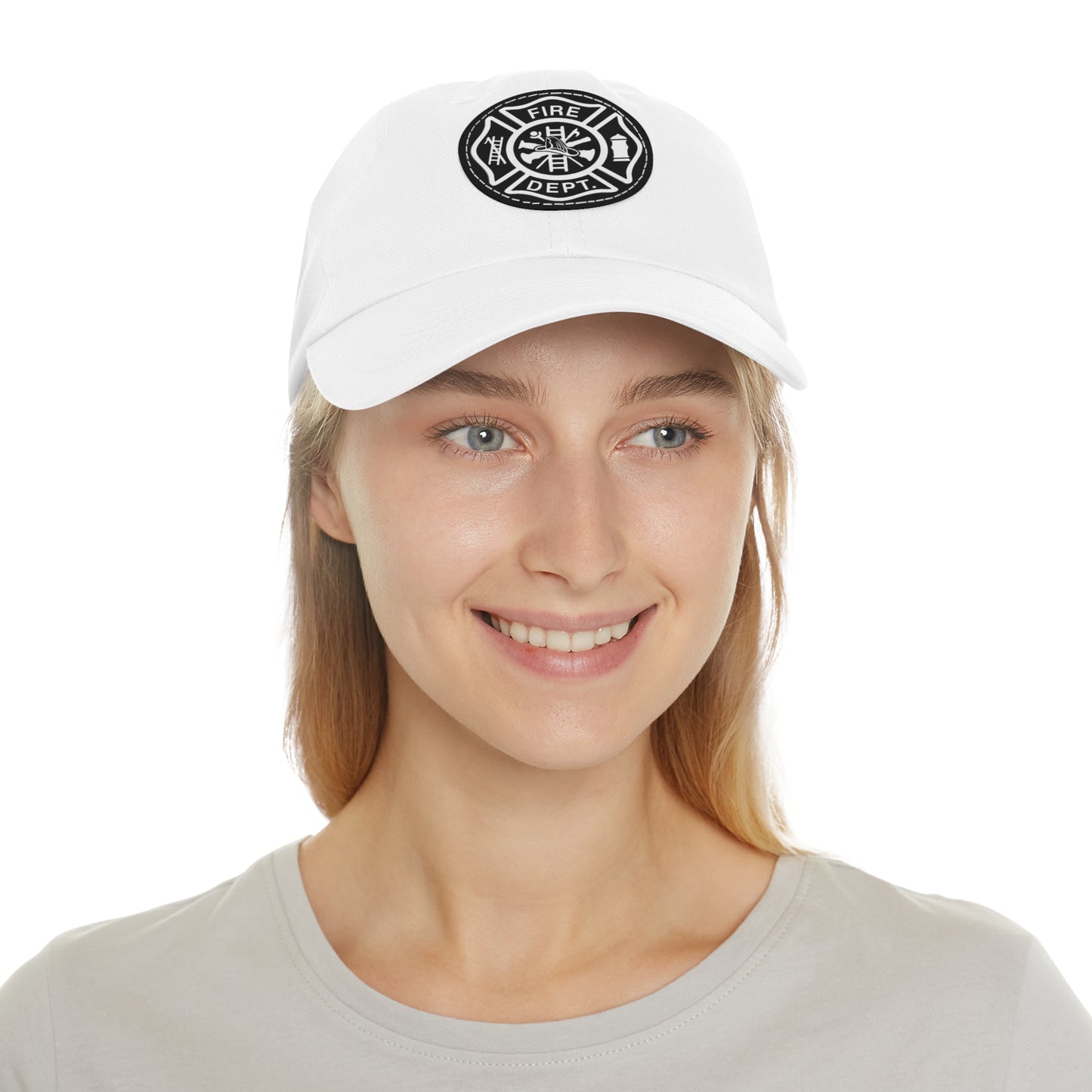 FIre Dept Hat with Leather Patch (Round)