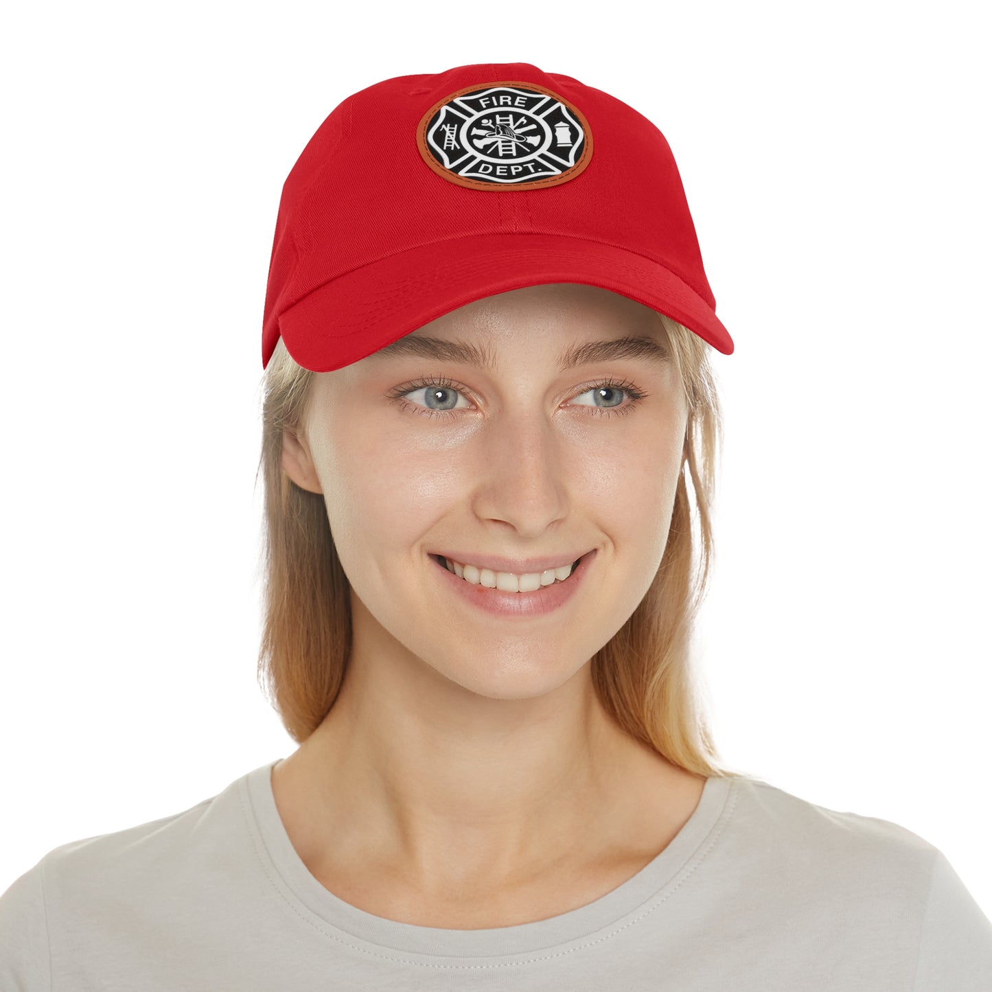 FIre Dept Hat with Leather Patch (Round)