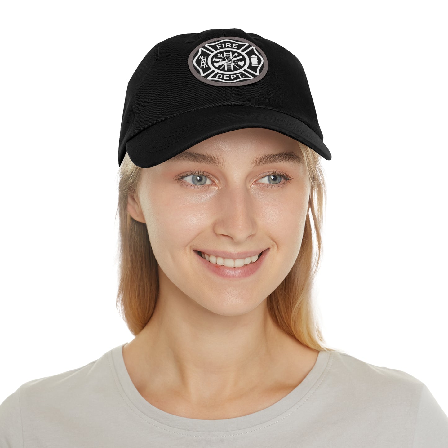 FIre Dept Hat with Leather Patch (Round)