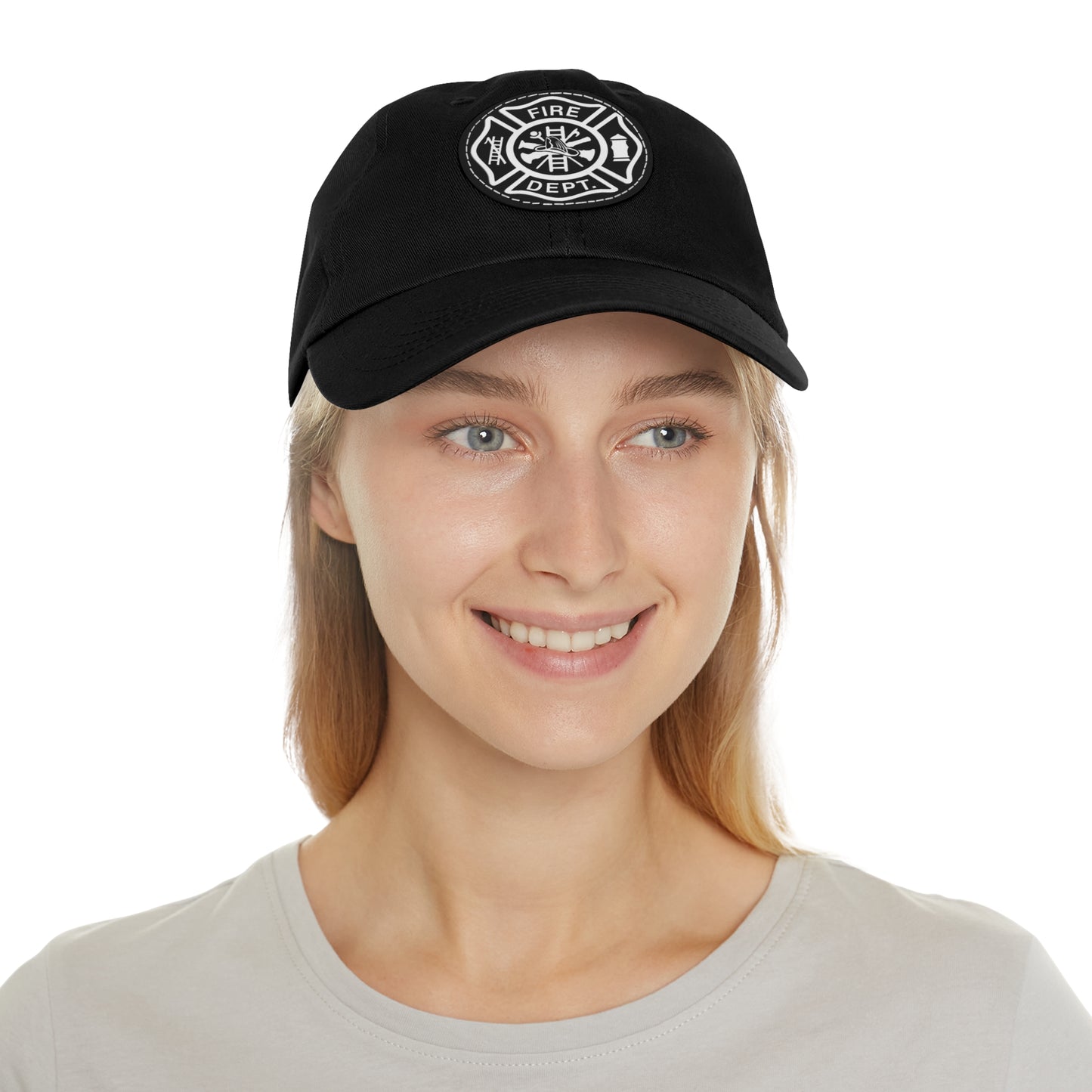 FIre Dept Hat with Leather Patch (Round)