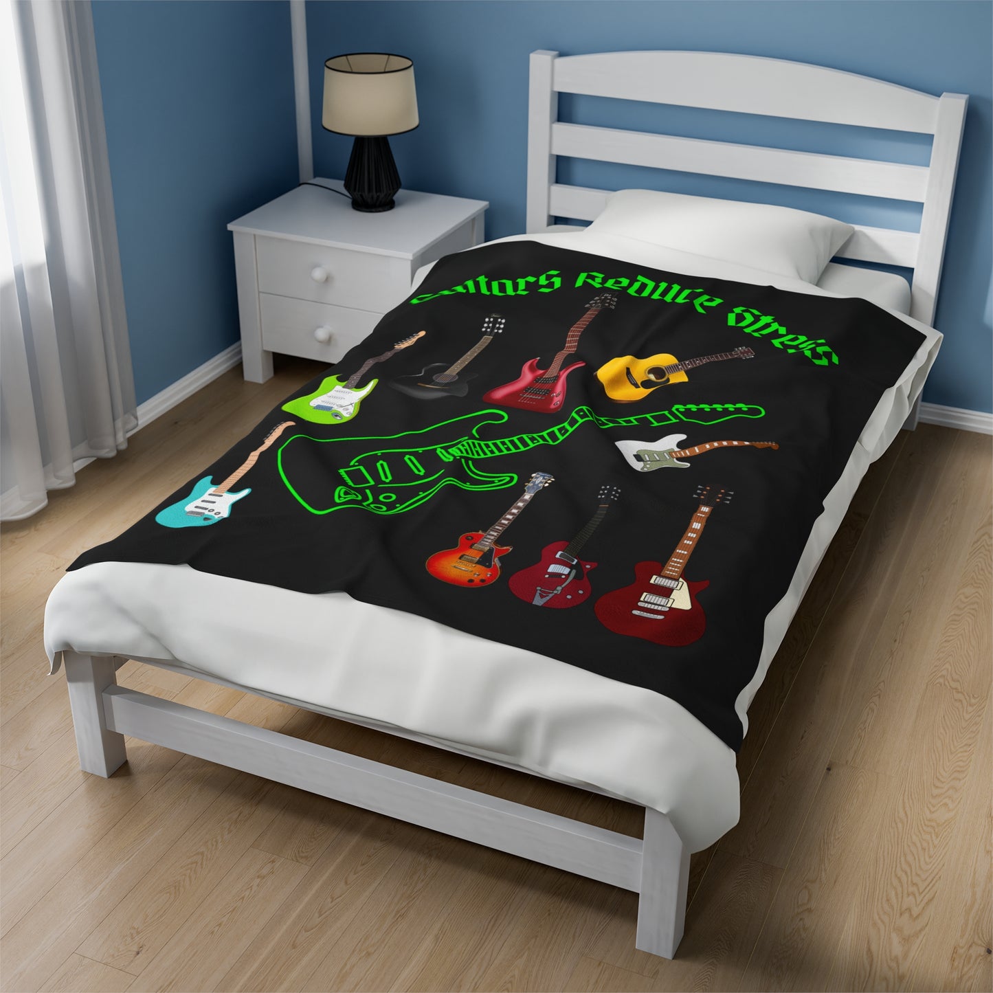 Guitars-reduce-stress--Velveteen Plush Blanket