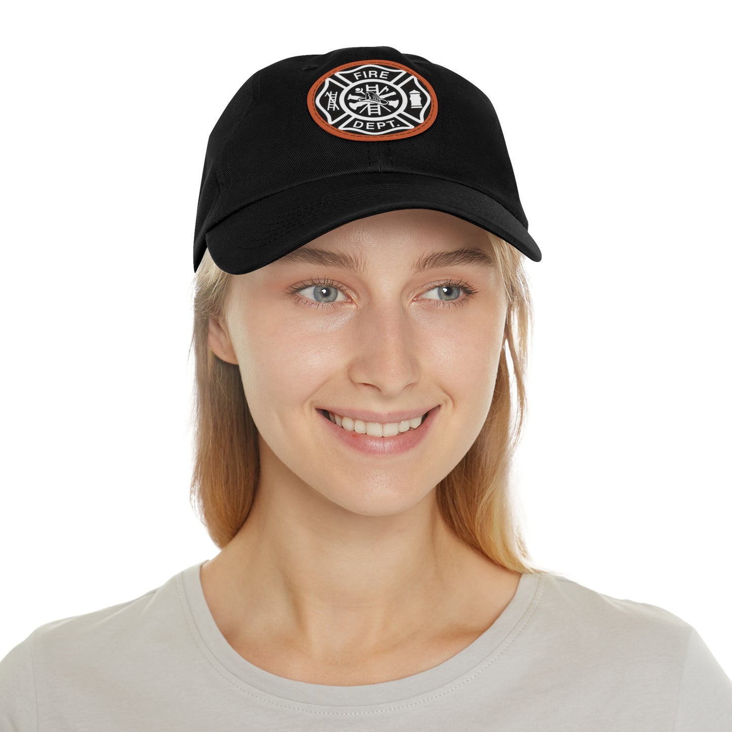 FIre Dept Hat with Leather Patch (Round)