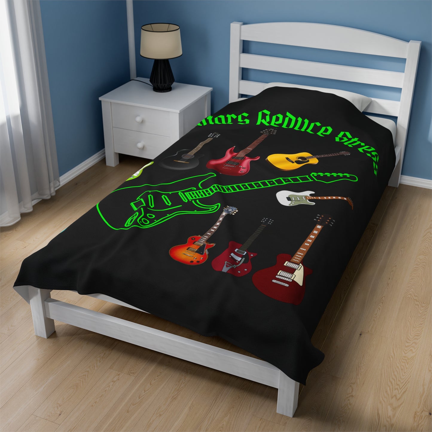 Guitars-reduce-stress--Velveteen Plush Blanket