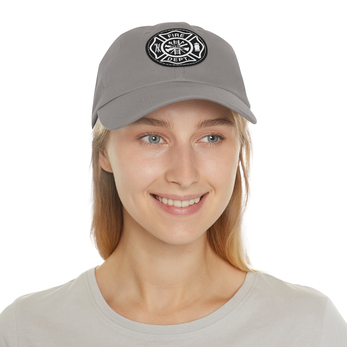 FIre Dept Hat with Leather Patch (Round)