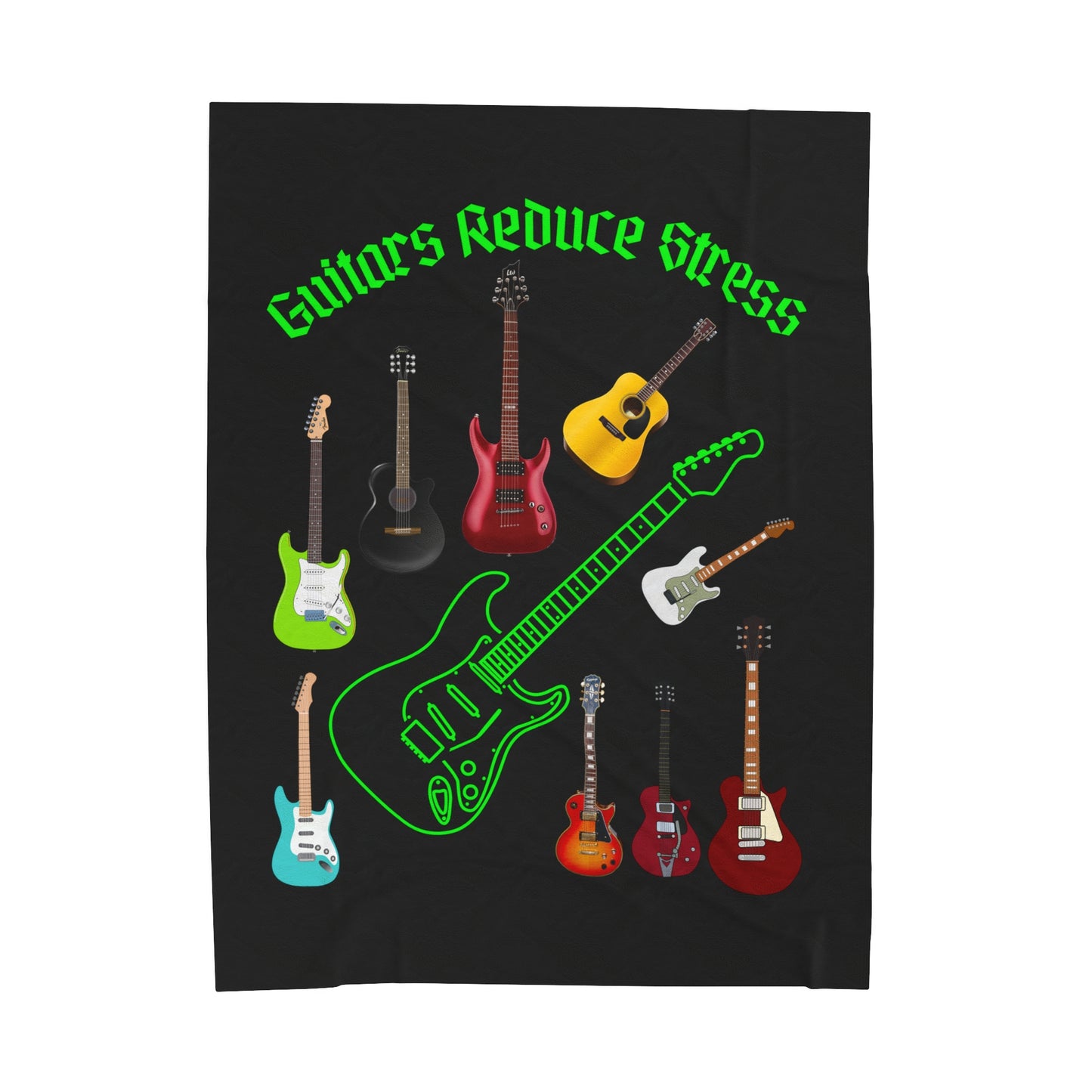 Guitars-reduce-stress--Velveteen Plush Blanket