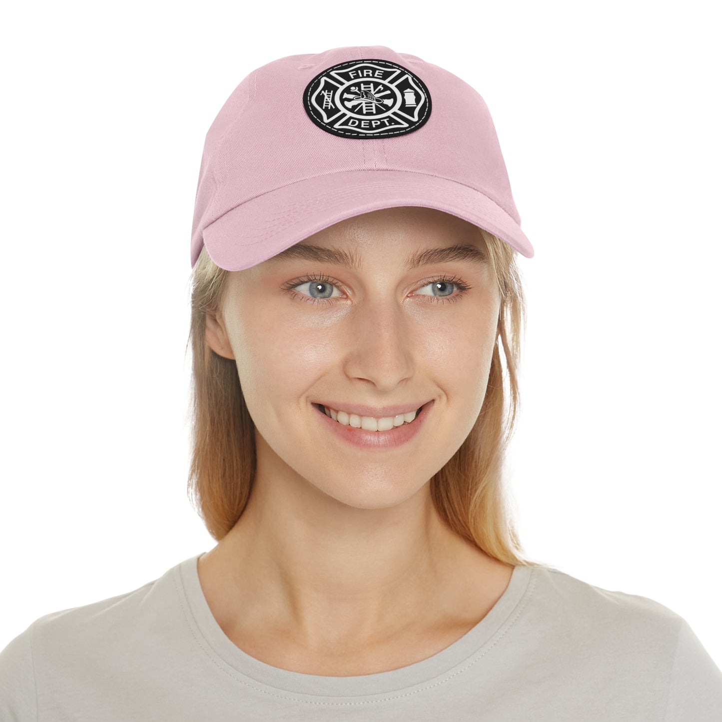 FIre Dept Hat with Leather Patch (Round)