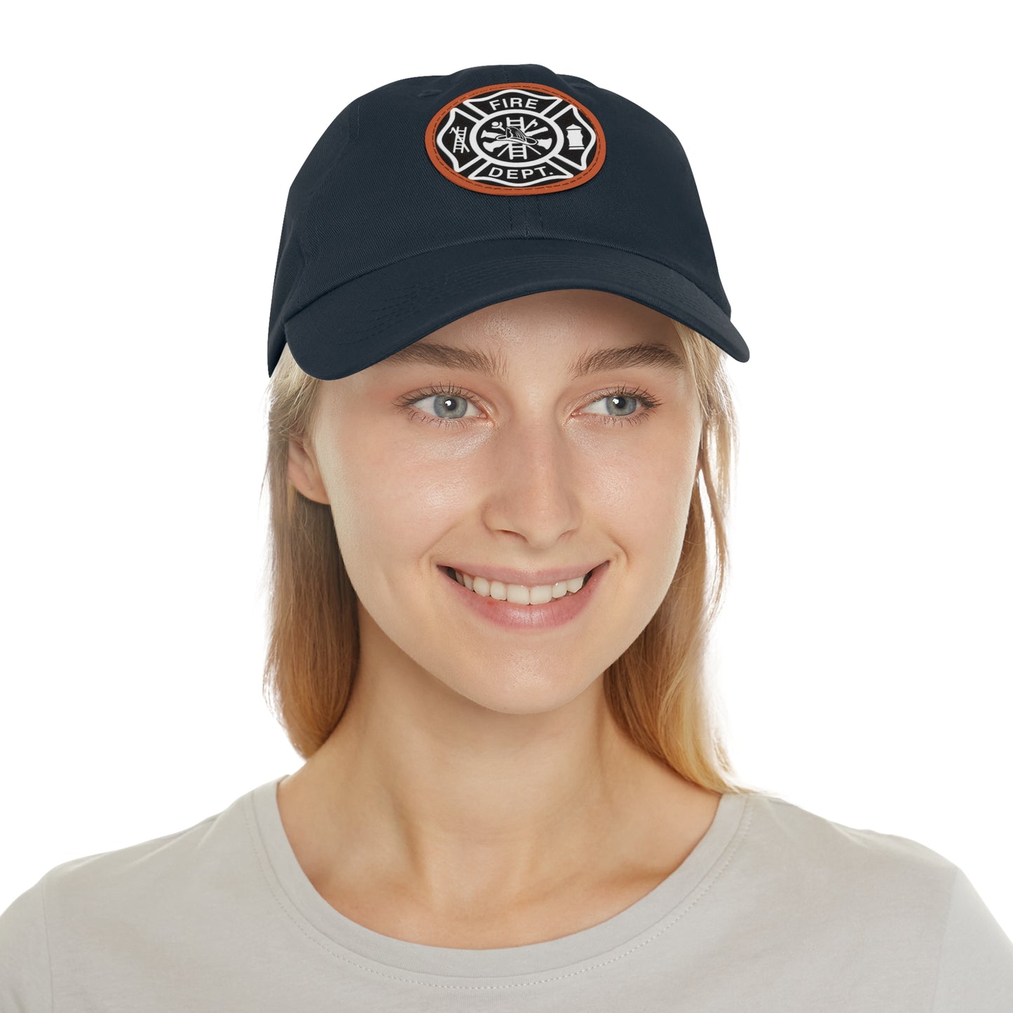 FIre Dept Hat with Leather Patch (Round)