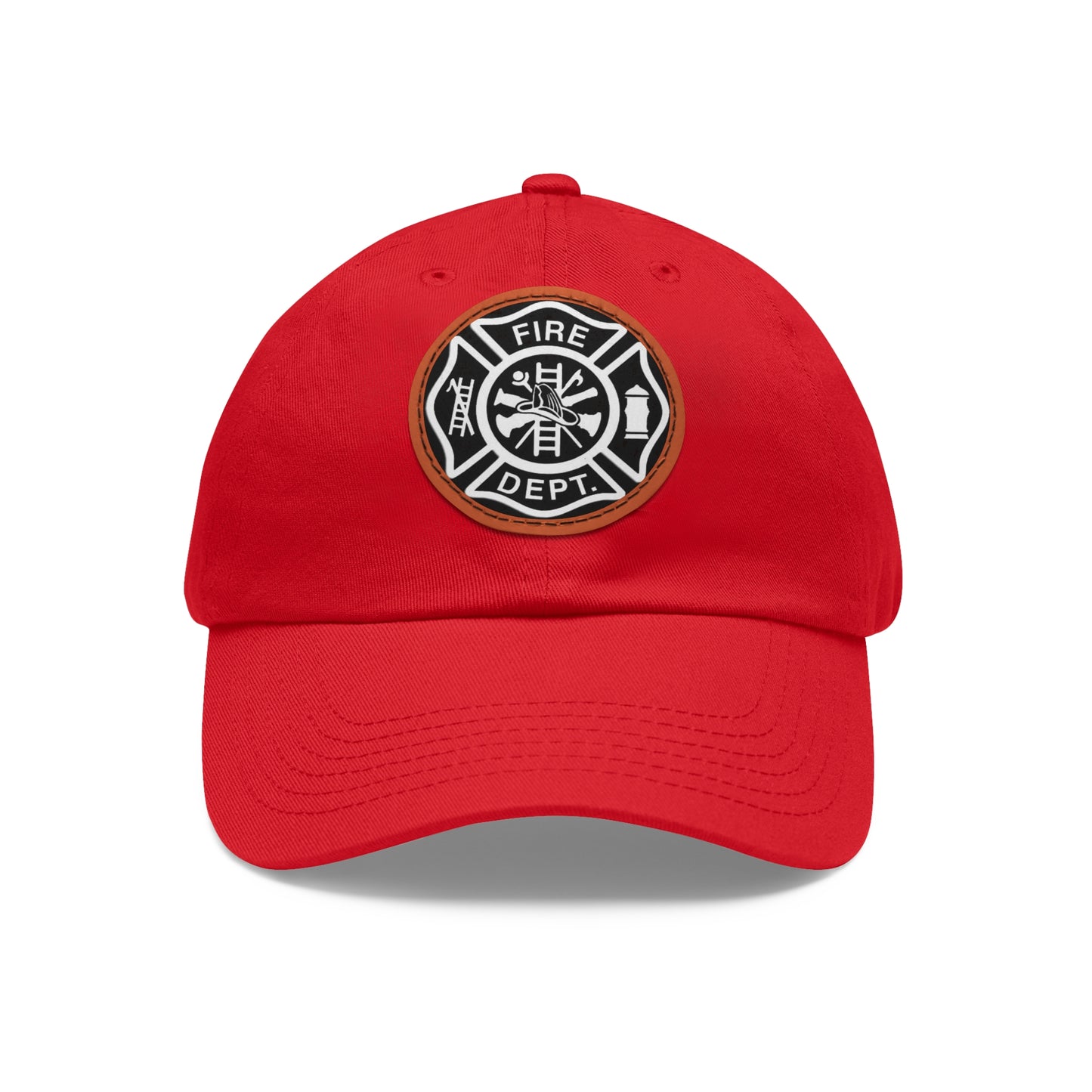 FIre Dept Hat with Leather Patch (Round)