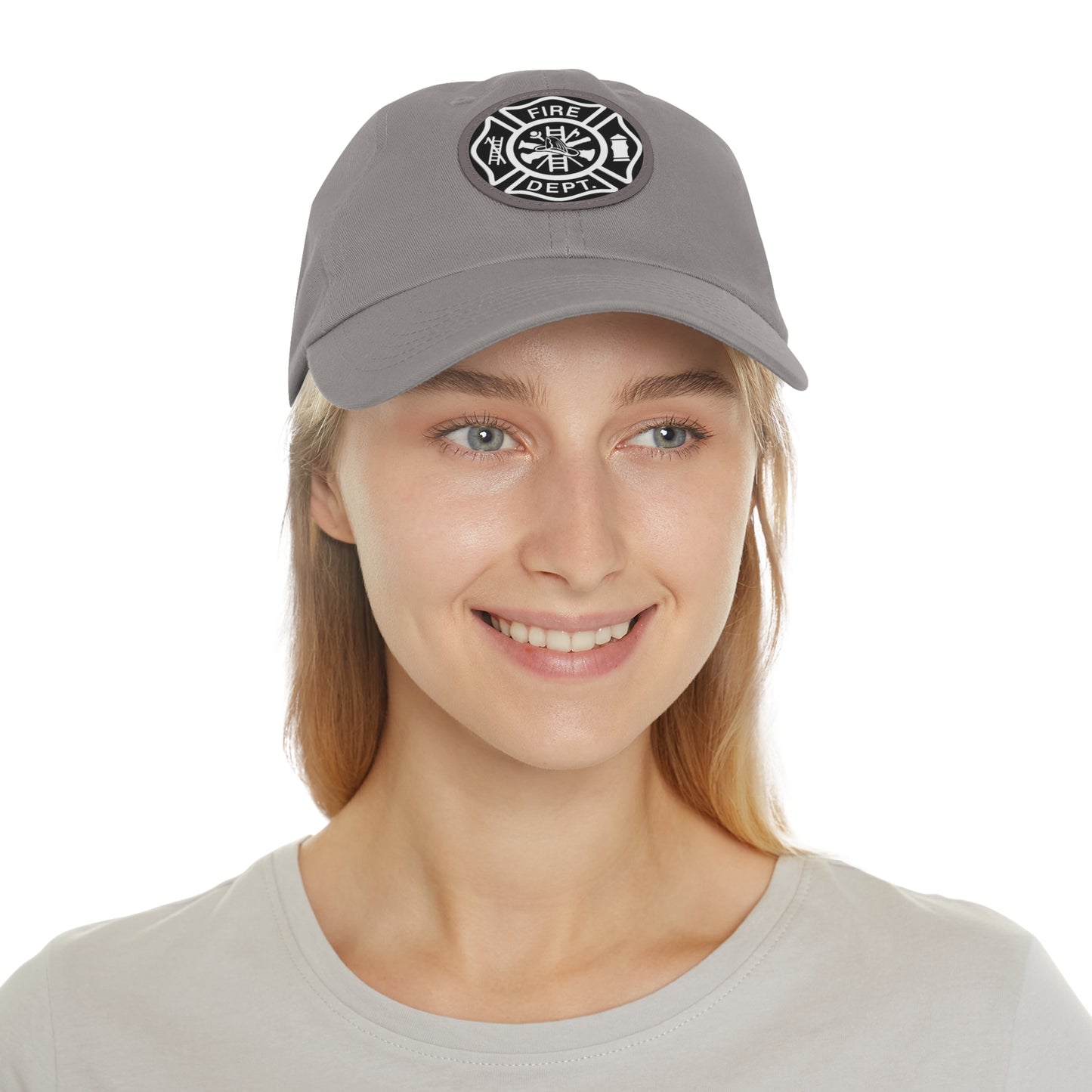 FIre Dept Hat with Leather Patch (Round)