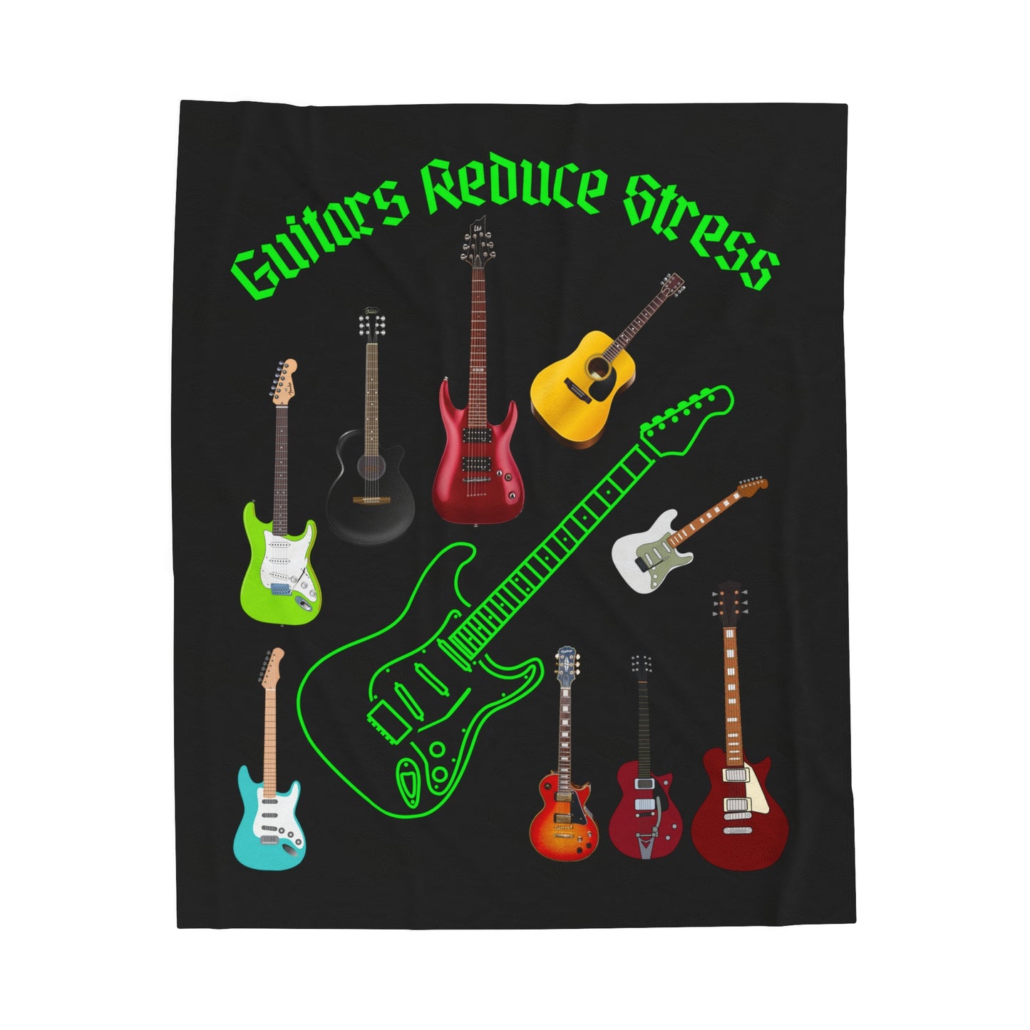 Guitars-reduce-stress--Velveteen Plush Blanket