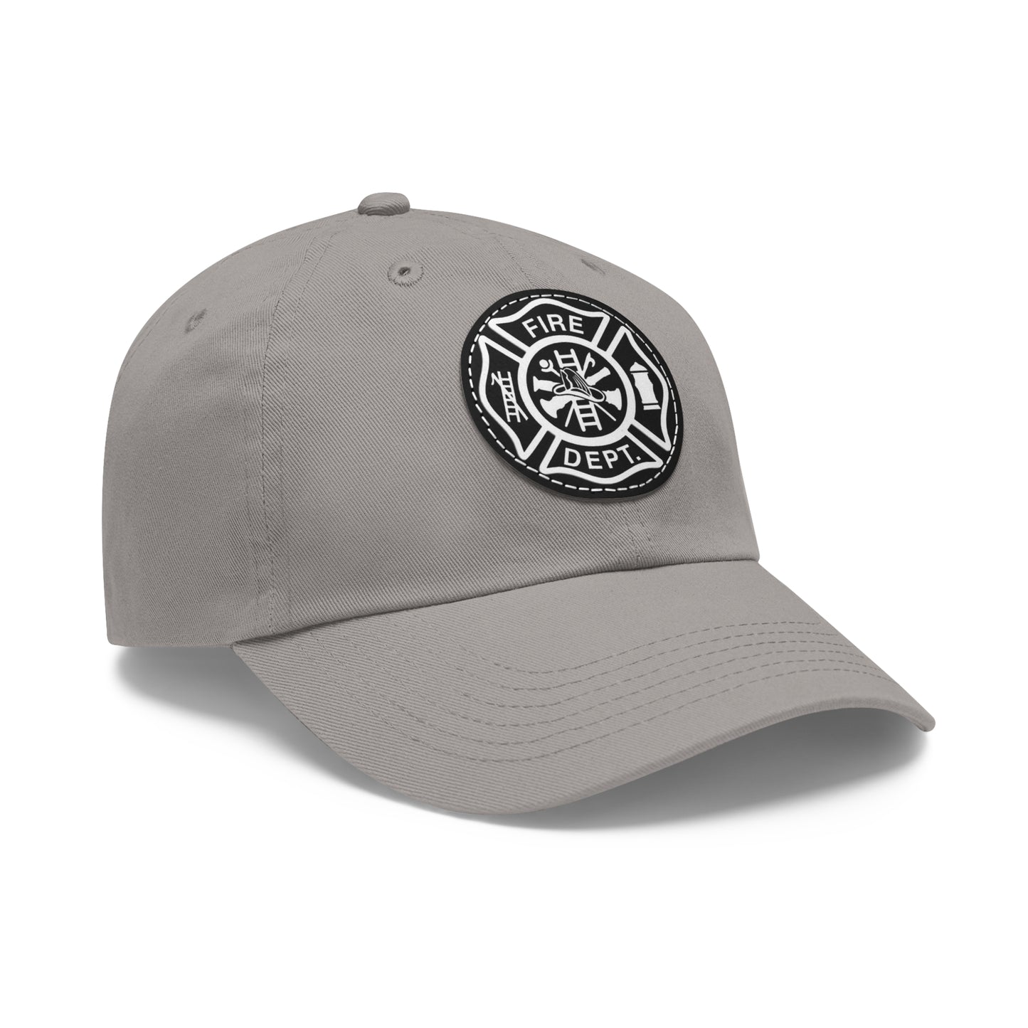 FIre Dept Hat with Leather Patch (Round)