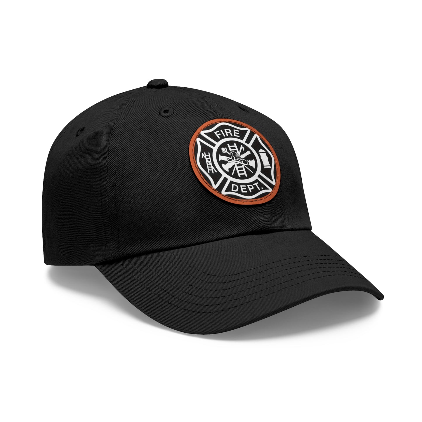FIre Dept Hat with Leather Patch (Round)