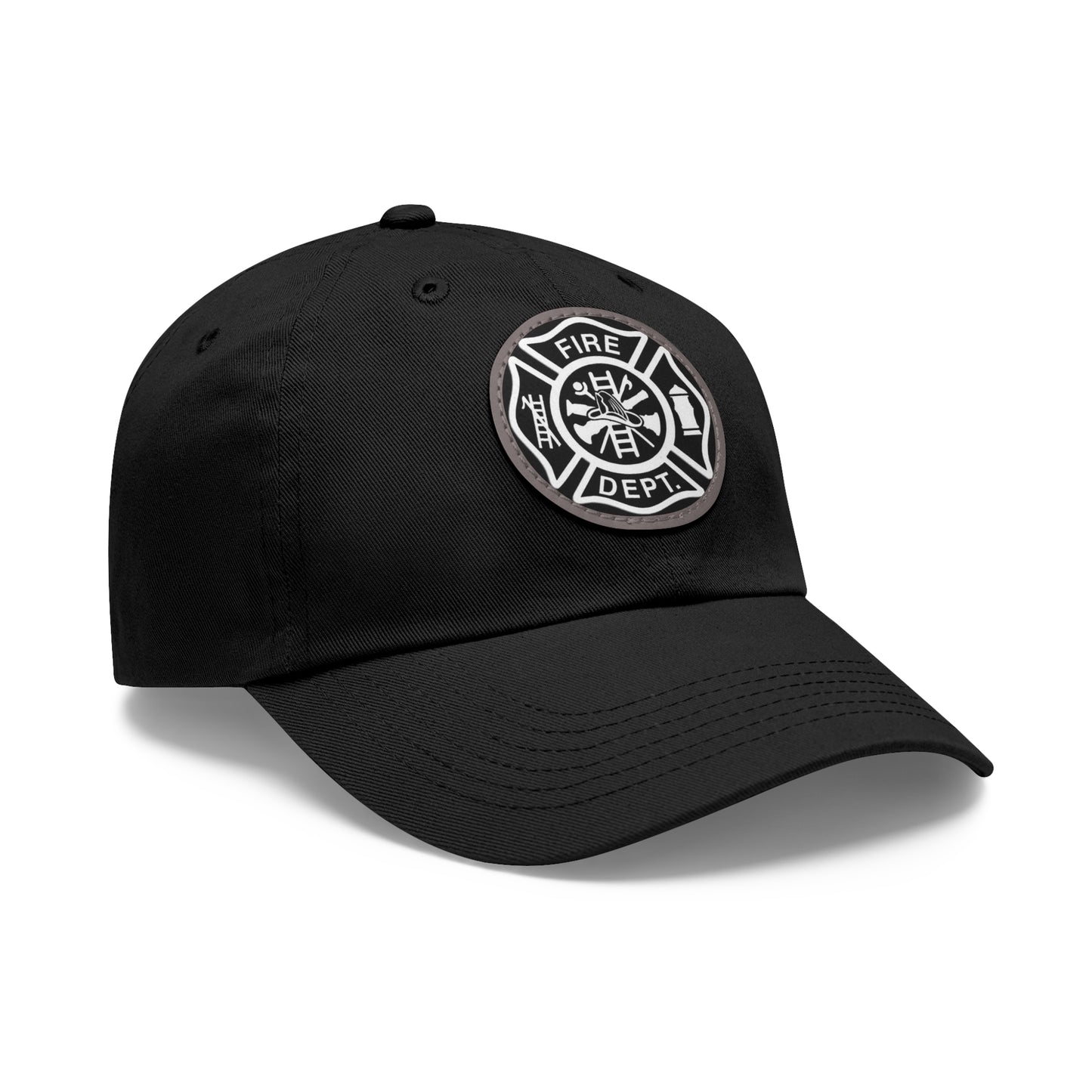 FIre Dept Hat with Leather Patch (Round)