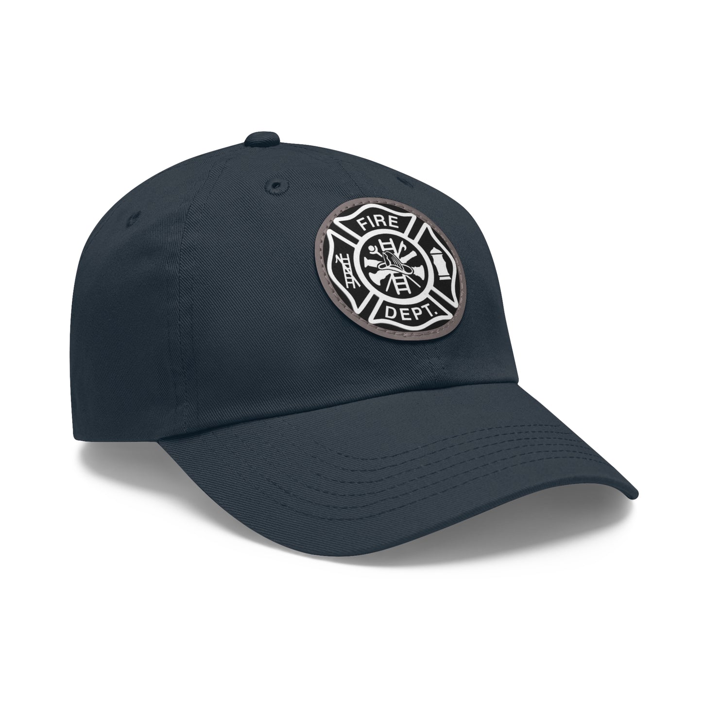 FIre Dept Hat with Leather Patch (Round)
