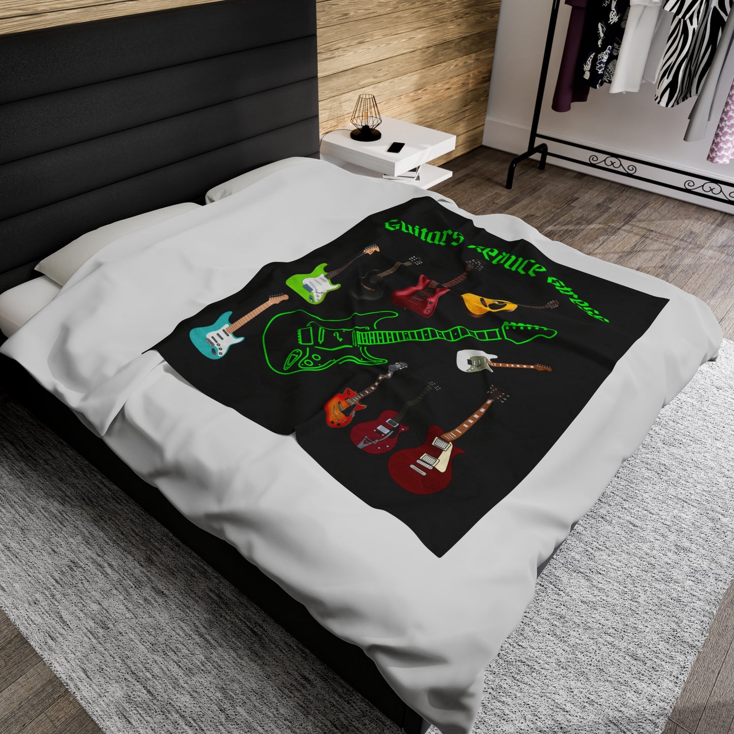 Guitars-reduce-stress--Velveteen Plush Blanket