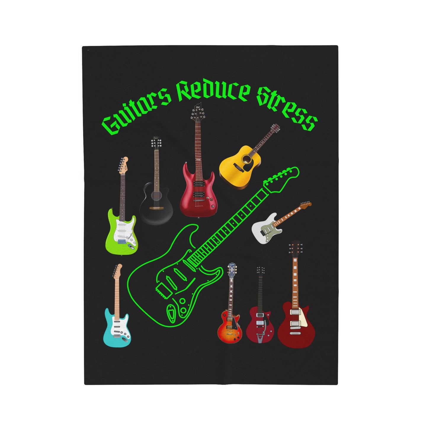 Guitars-reduce-stress--Velveteen Plush Blanket
