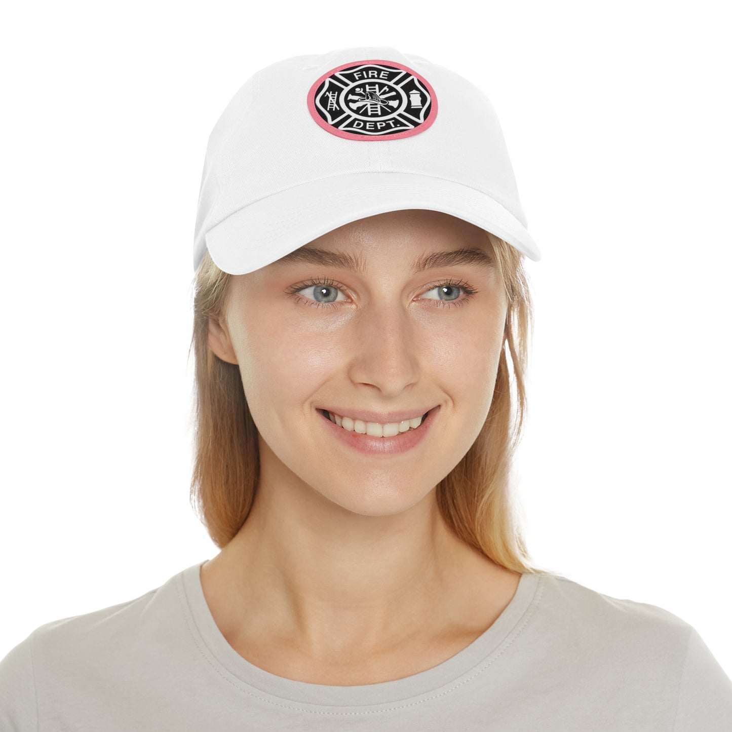 FIre Dept Hat with Leather Patch (Round)