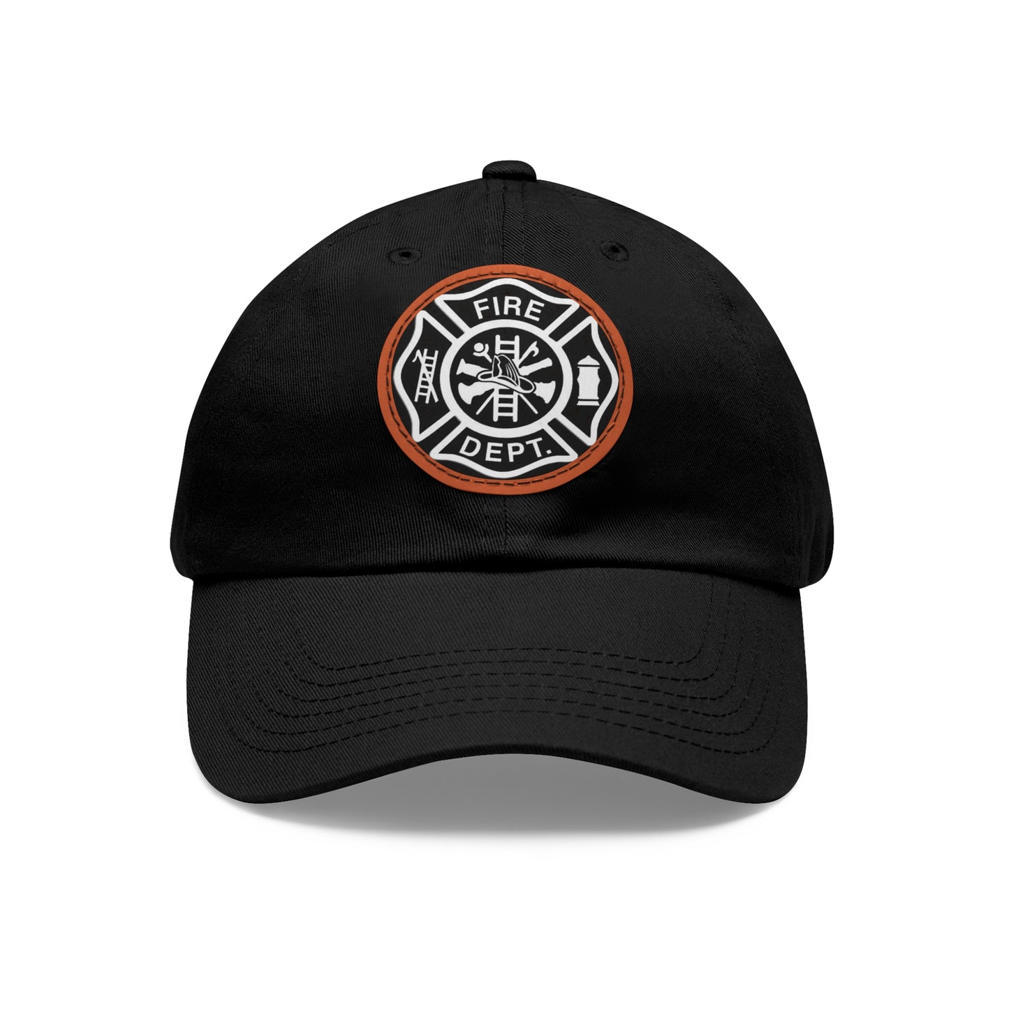 FIre Dept Hat with Leather Patch (Round)