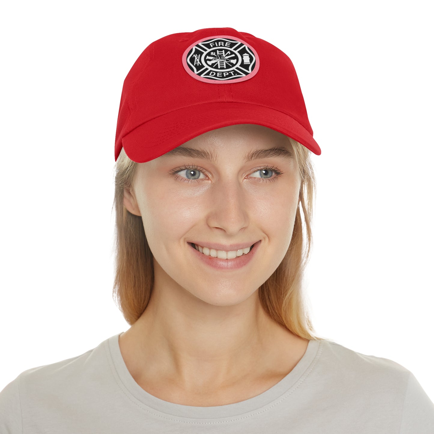 FIre Dept Hat with Leather Patch (Round)